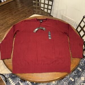Shaquille O’Neal NWT Men’s Textured Crew Neck Cotton Blend Sweater Red 4XLT